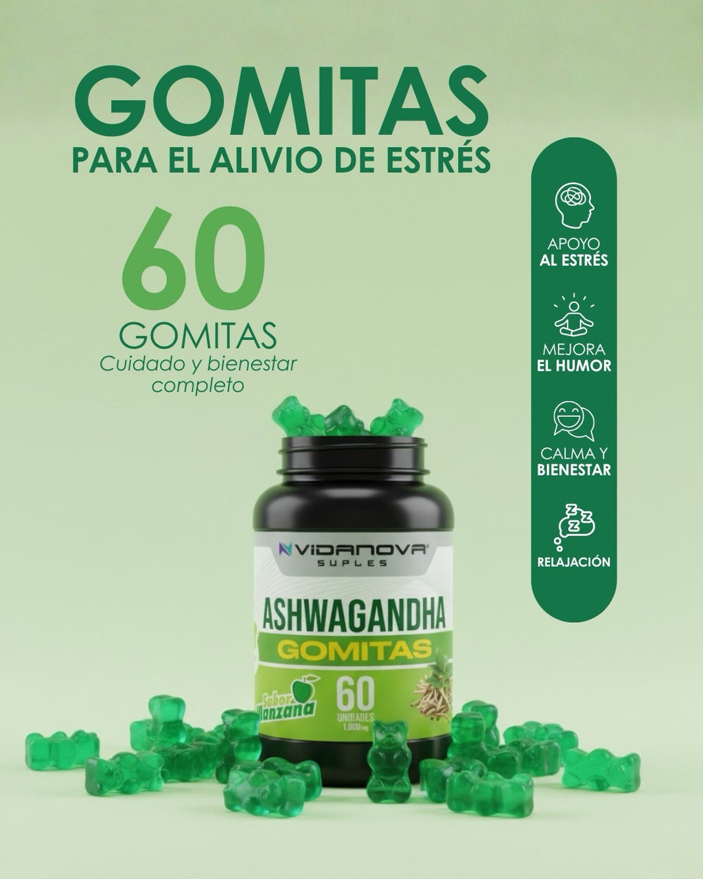 Gomitas Ashwagandha Somnia - Alivio del Estrés y Ansiedad